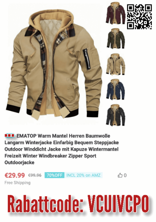 EMATOP warm, Herren, Baumwolle, langarm-Winterjacke im Superangebot.
