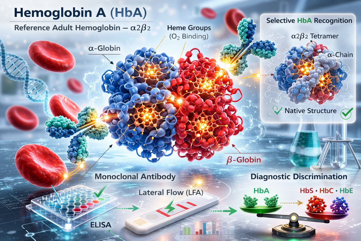 Monoclonal Antibodies for Hemoglobin A (HbA) Detection and Hemoglobin Variant Discrimination