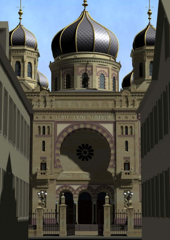 Kaiserslautern, Straßenflucht zum Eingang der Synagoge