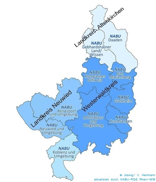 Lage der 13 NABU-Ortsgruppen