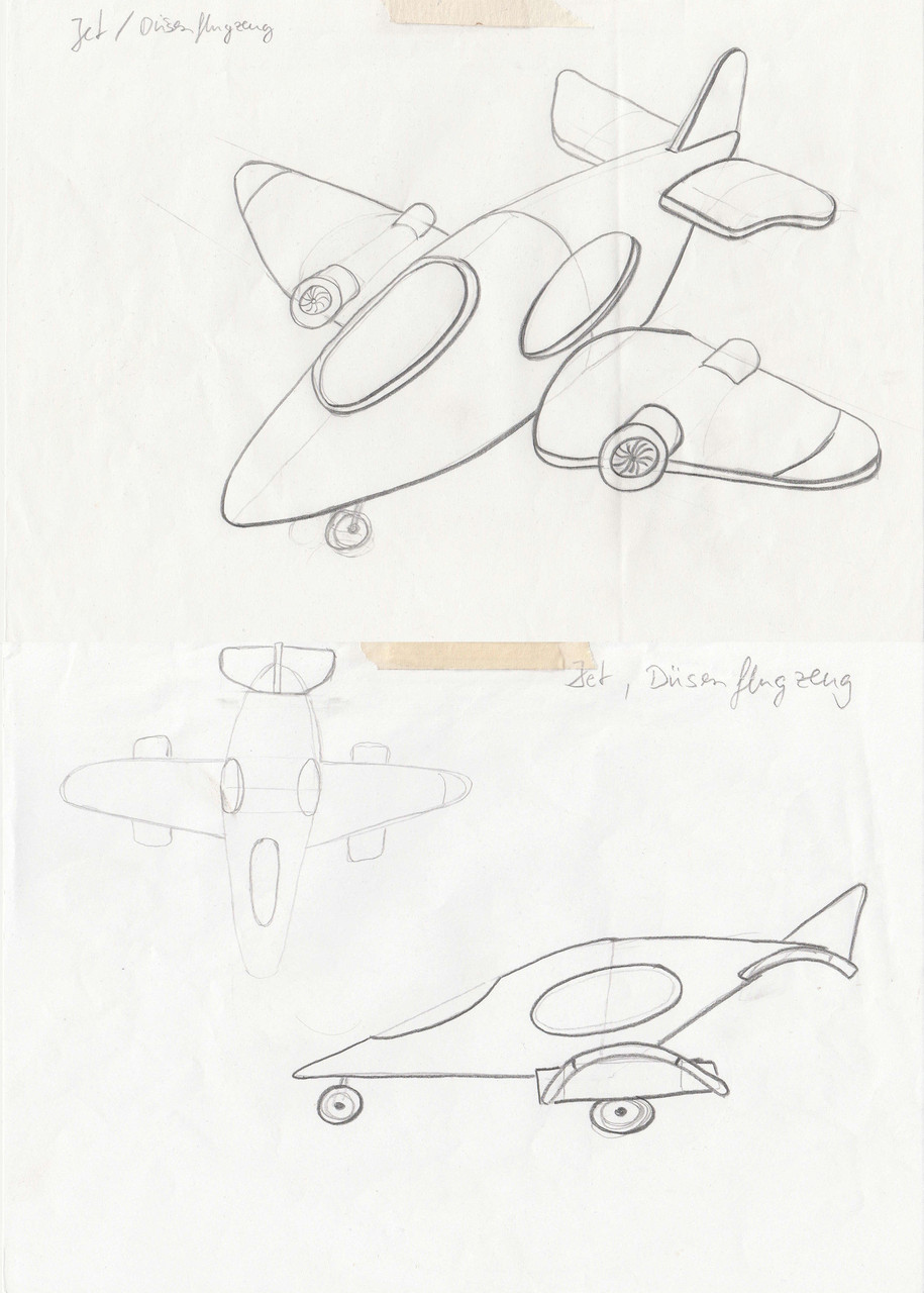 Skizzen zur Formgebung des Flugzeugs