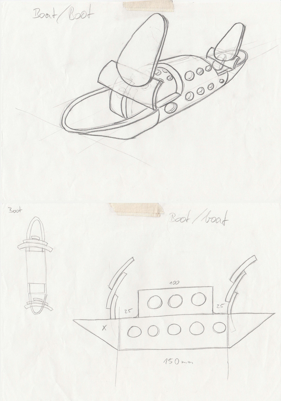 Skizzen zur Formgebung des Schiffes