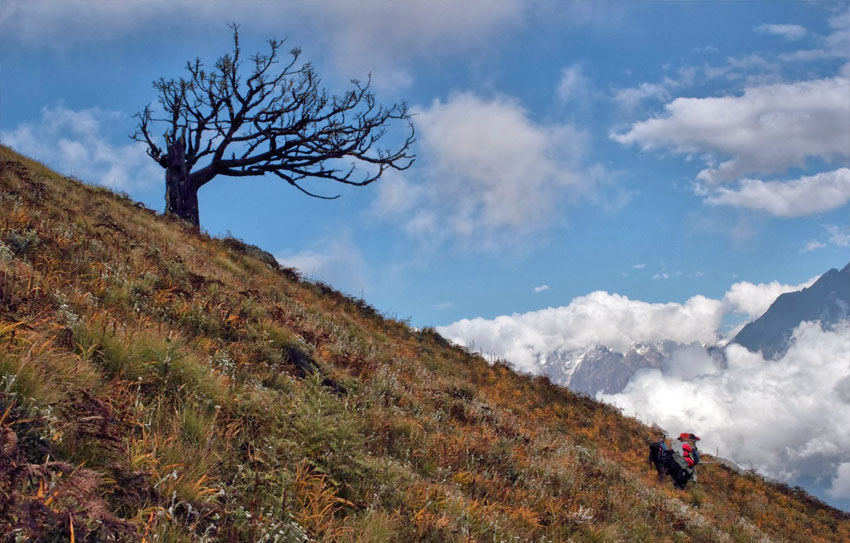 En bas la vallée du Manalsu