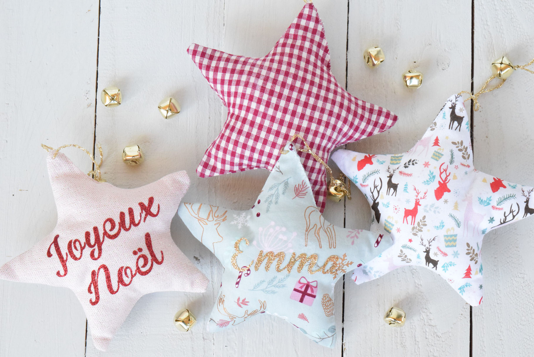 Etoile de Noël personnalisée avec prénom- Etoile en tissu à suspendre - Décoration Noël Fait-main à Toulouse