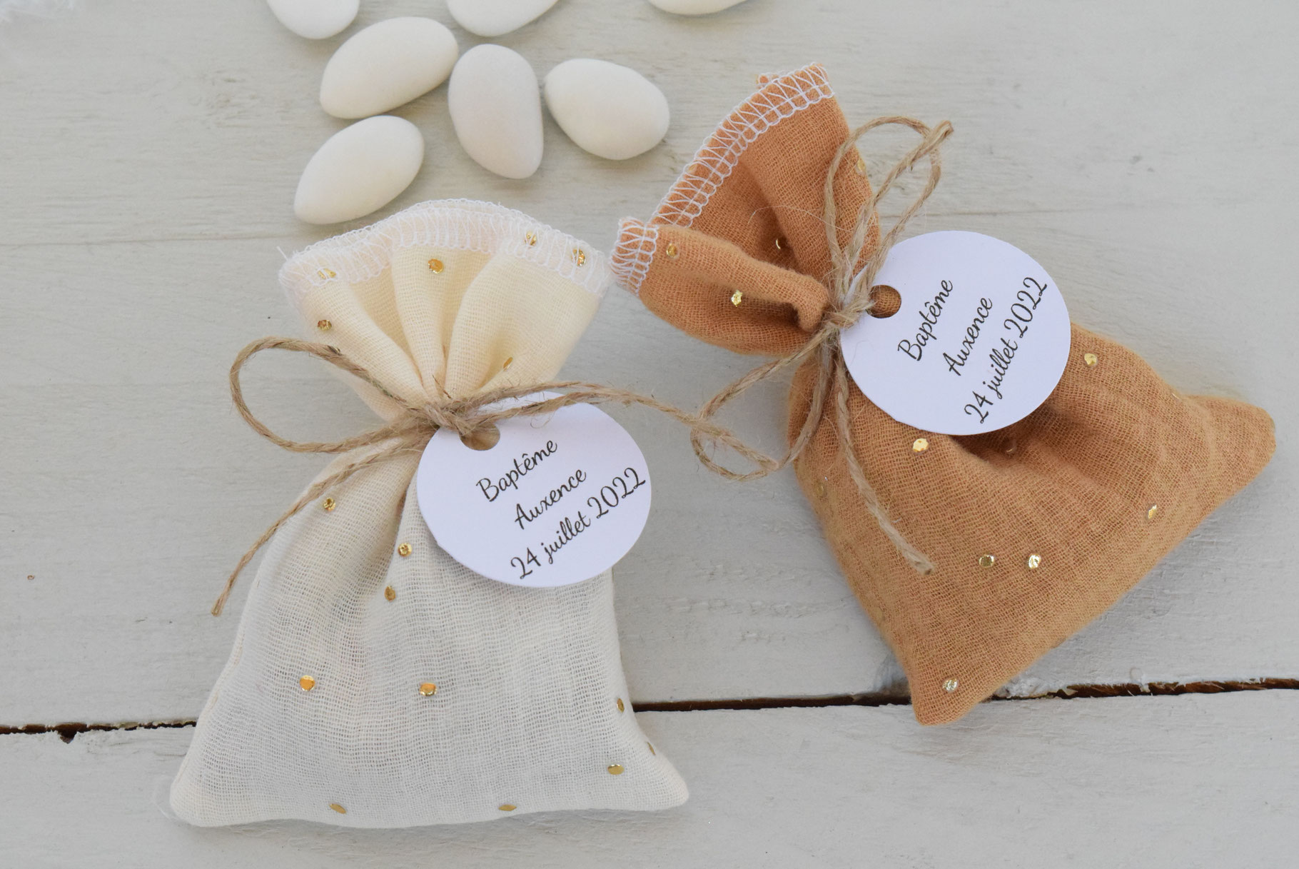 Les sachets pour dragées Baptême communion en Automne 2025