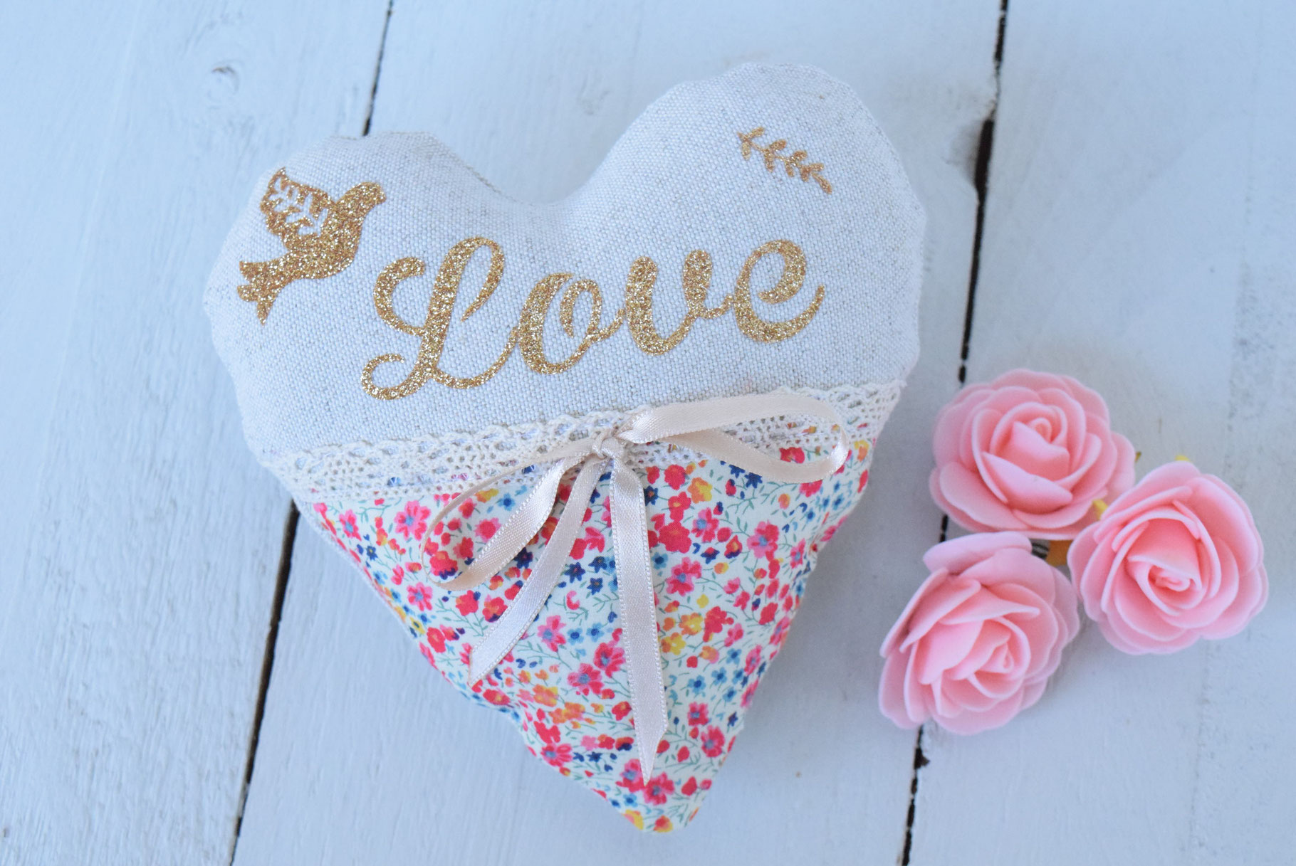 coussin coeur pour alliances mariage personnalisé