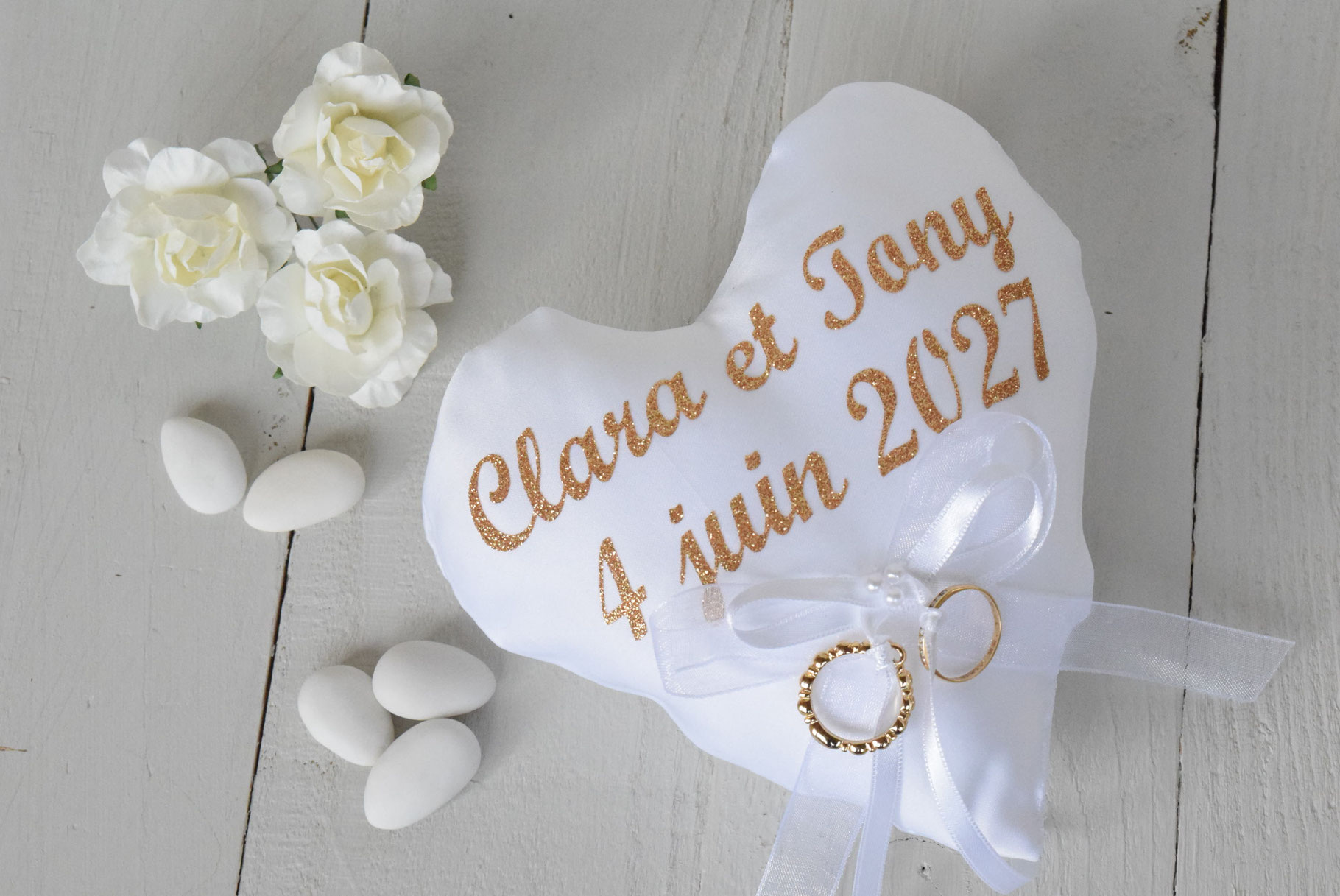 oussin coeur pour alliances mariage personnalisé