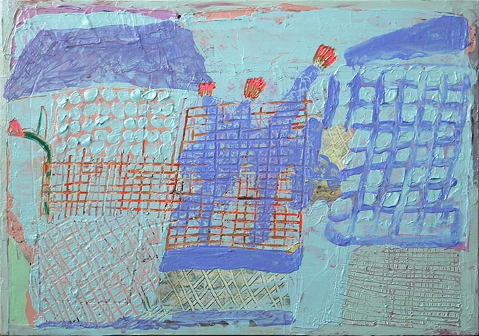《圈圈叉叉花》46.7x32.5cm Mix material　武内明子