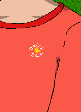DallyTシャツ：Dallyさんがプリントされています。ヒヨコに見えたりも…。
