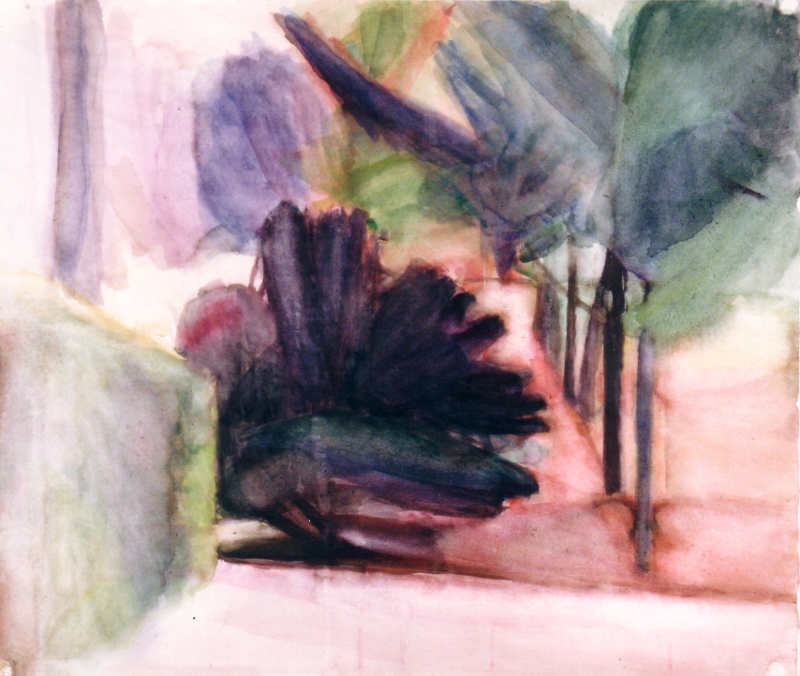 Gewachsenes-Gebautes I Aquarell auf Achatpapier 50x60cm 
