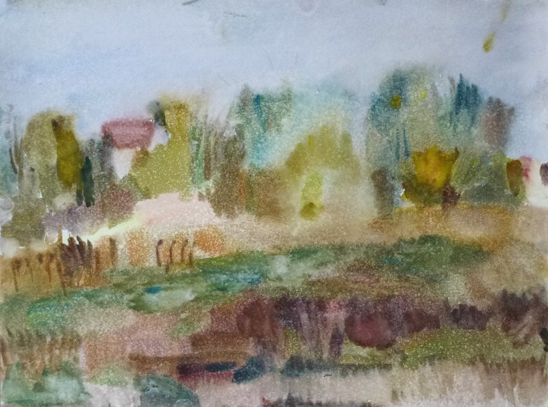 Gummistiefel und Lippenstift 37x48cm