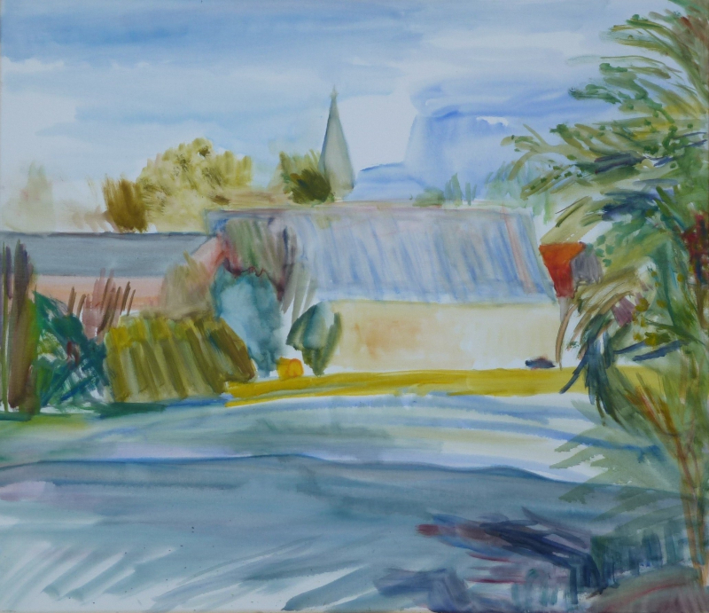 Blick zum Dorf 70x80cm 