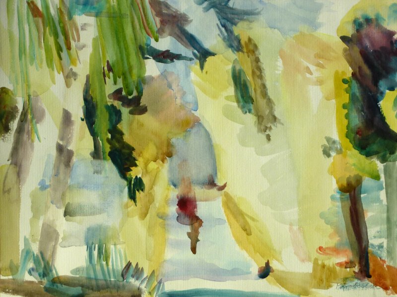 Mirabellen lagen auf dem Weg 28x37cm