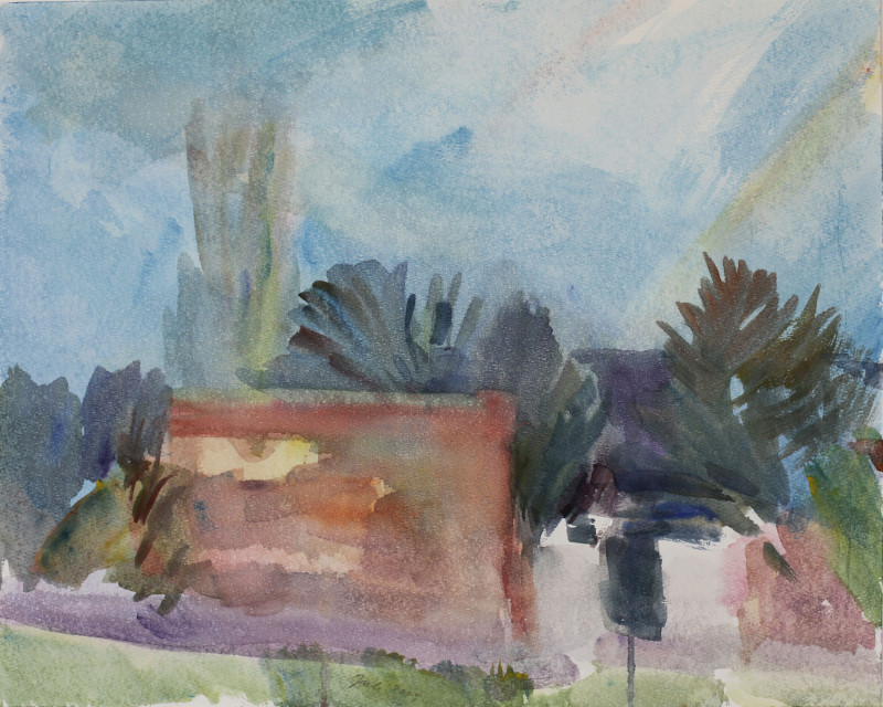 Sommerabend mit Regenbogen 39x48cm