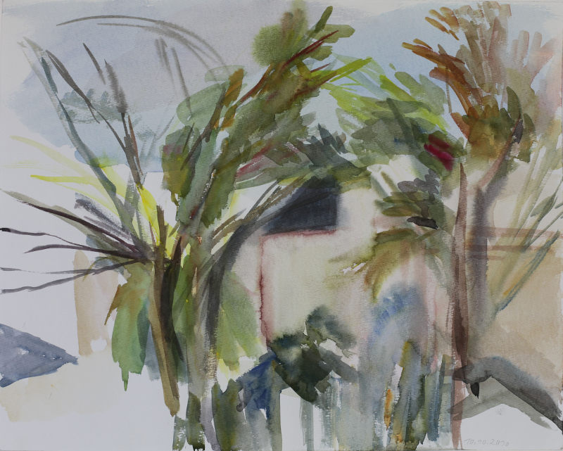 Zwischen den Bäumen Aquarell   