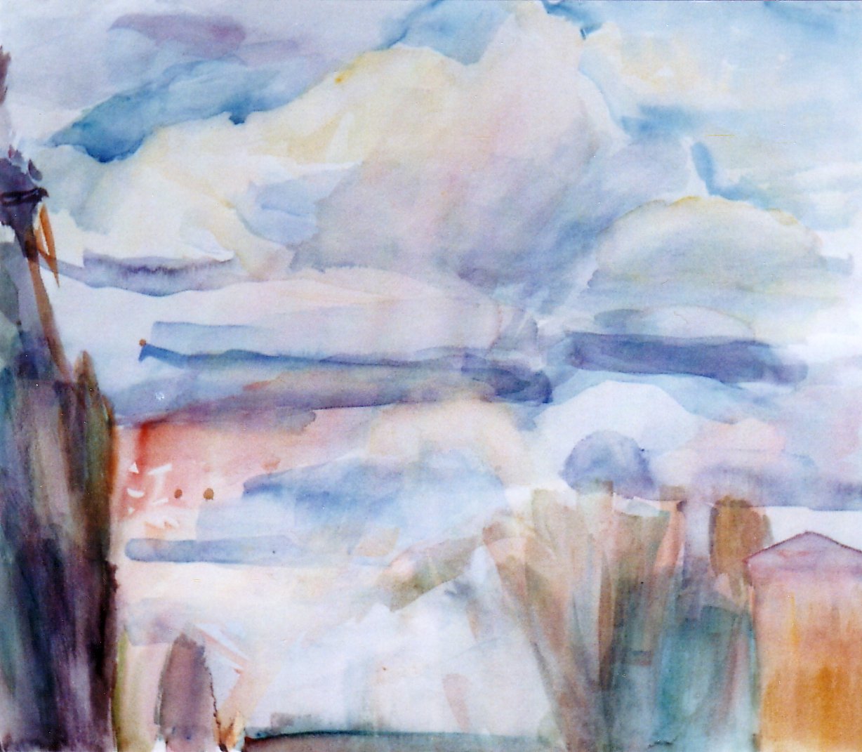 Über den Römischen Bädern Aquarell 50x60cm  