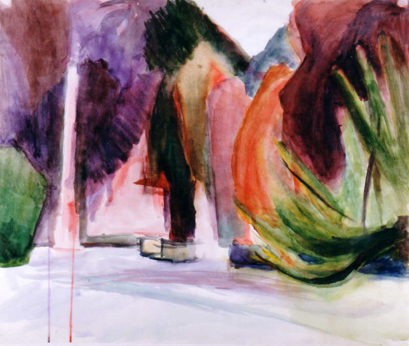 Gewachsenes-Gebautes IV Aquarell auf Achatpapier 50x60cm 