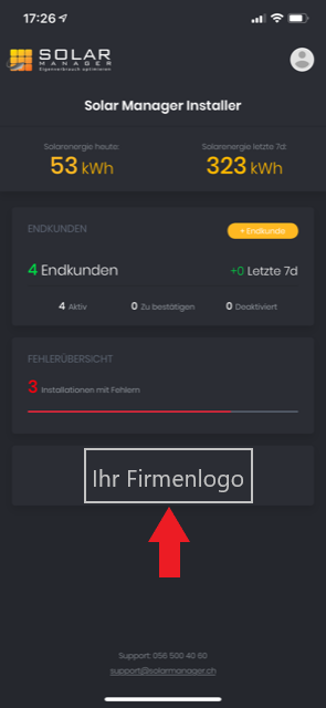 Solar Manager - eigenes Firmenlogo anzeigen