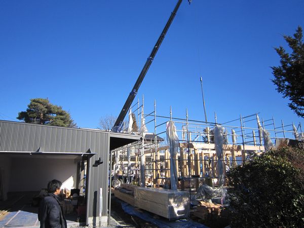 松本市　島立の家Ⅱ　建て方　長野県松本市の建築設計事務所　建築家　丸山和男　現場監理　住宅