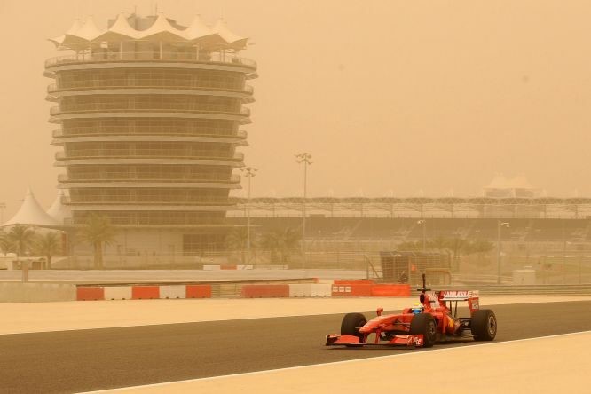 La tempesta di sabbia che colpì i test del Bahrein nel 2009. Formulapassion 