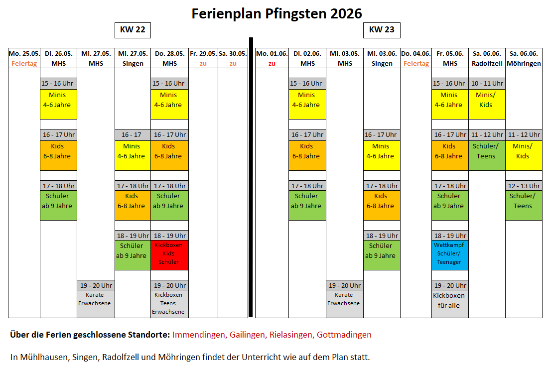 Pfingstferienplan 2026