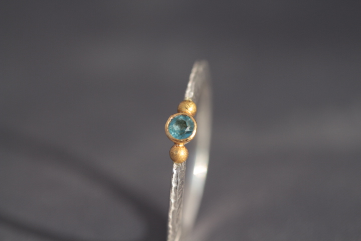blauer Topas (swissblue), 900er Waschgold, 935er Silber