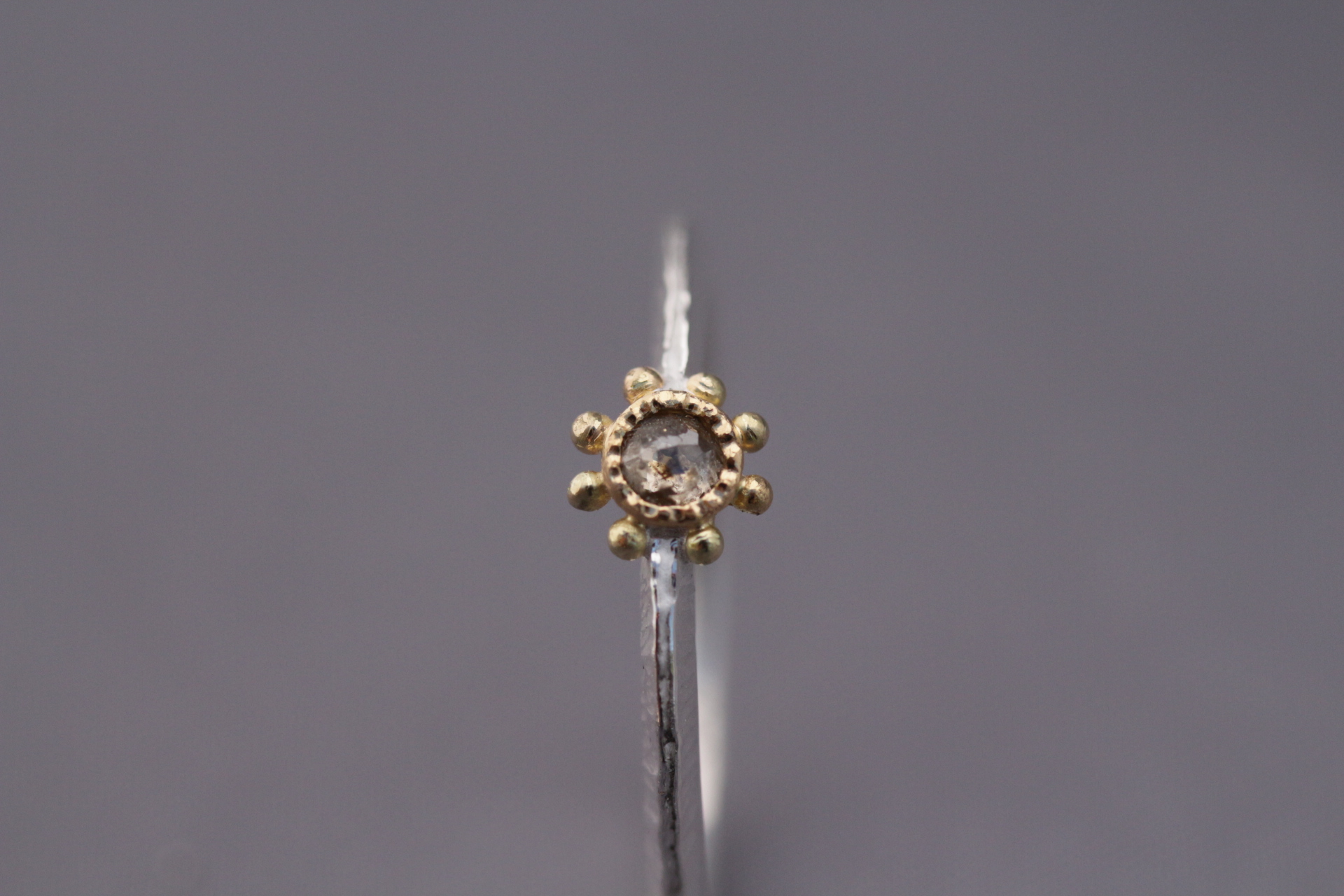 cognacfarbene Diamantrose, 900er Waschgold, 935er Silber