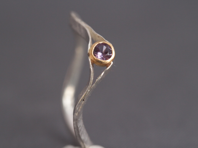 violetter Safir, 900er Waschgold, 935er SIlber