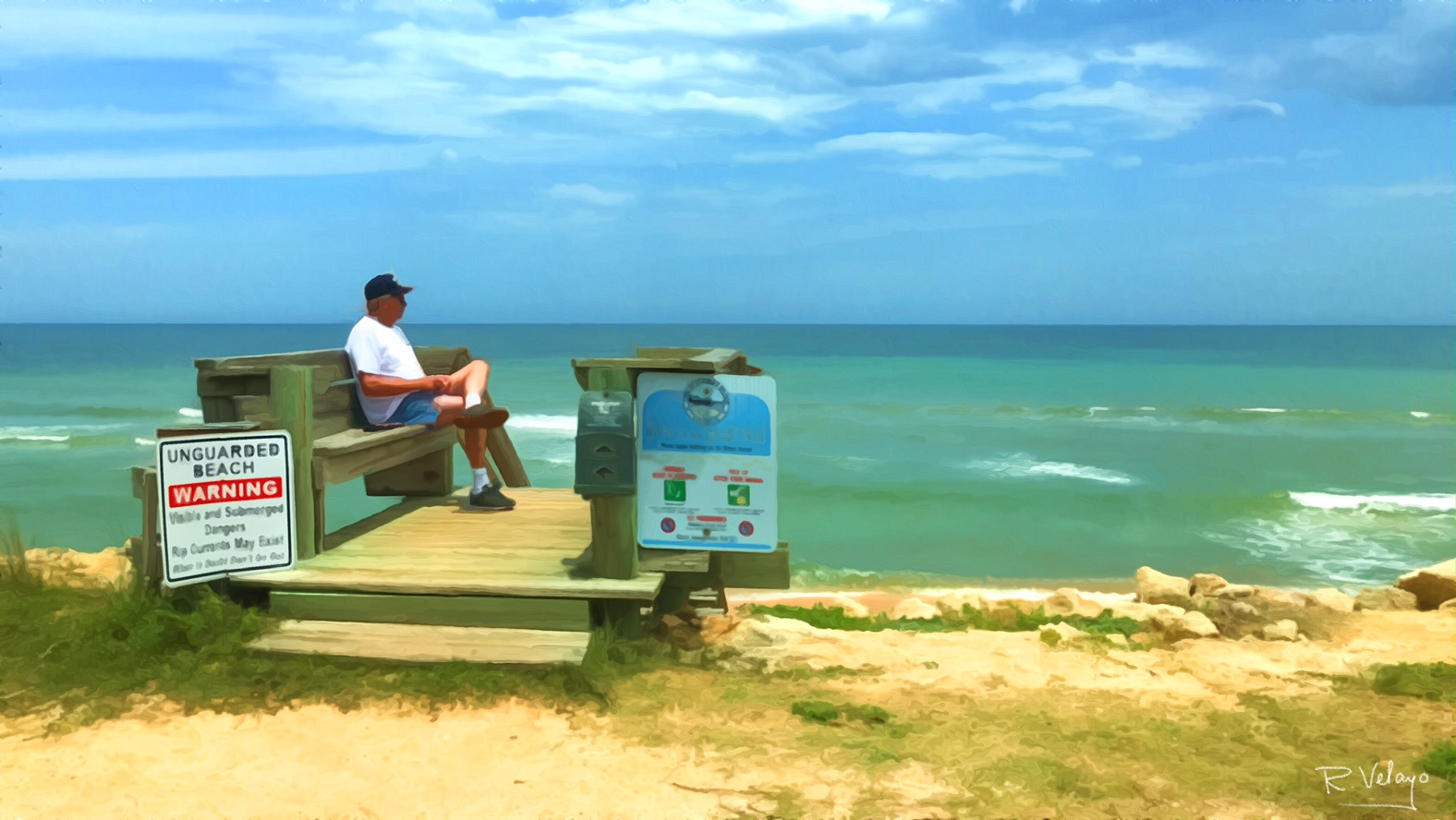 "LONE MAN ON DECK AT FLAGLER BEACH" [Created: 6/25/2021]