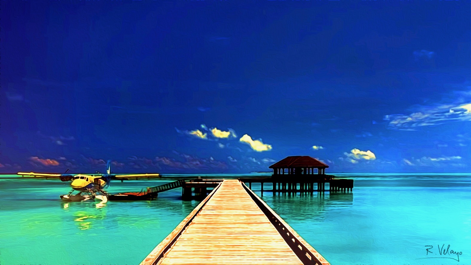"PLANE AND PIER IN THE CARIBBEAN SEA" [Created: 2/04/2022]