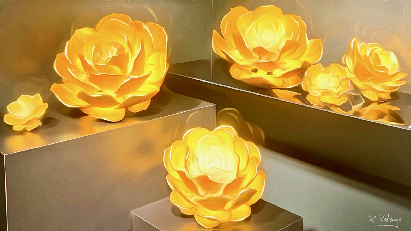 "STEMLESS GOLDEN GLASS ROSES" [Created: 9/22/2022]