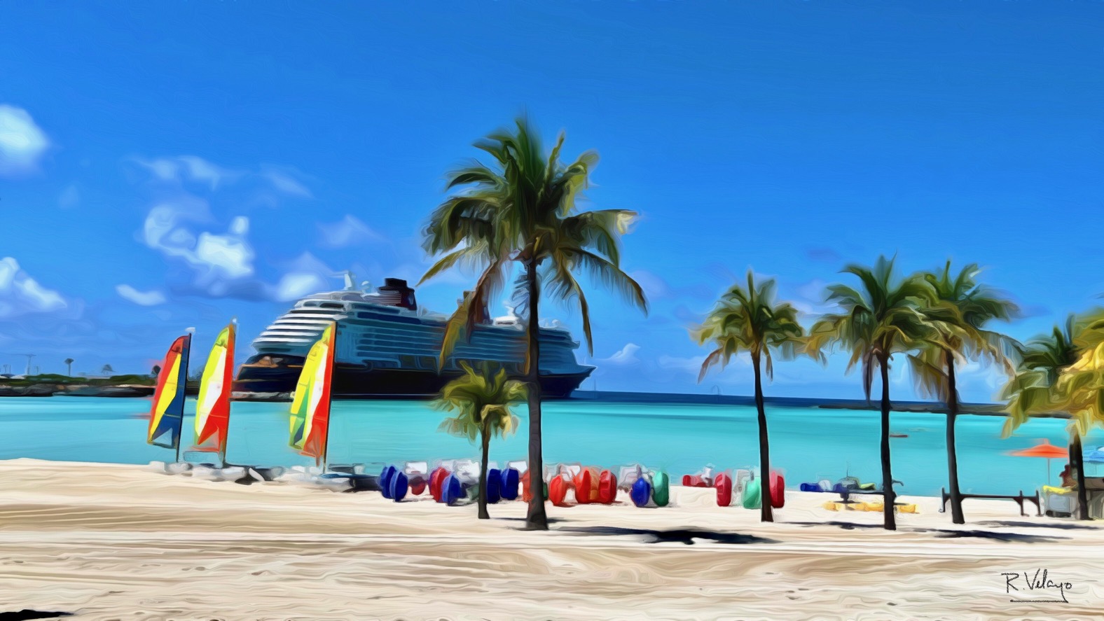"VIEW OF THE DISNEY DREAM FROM CASTAWAY CAY BEACH" [Created: 7/23/2022]