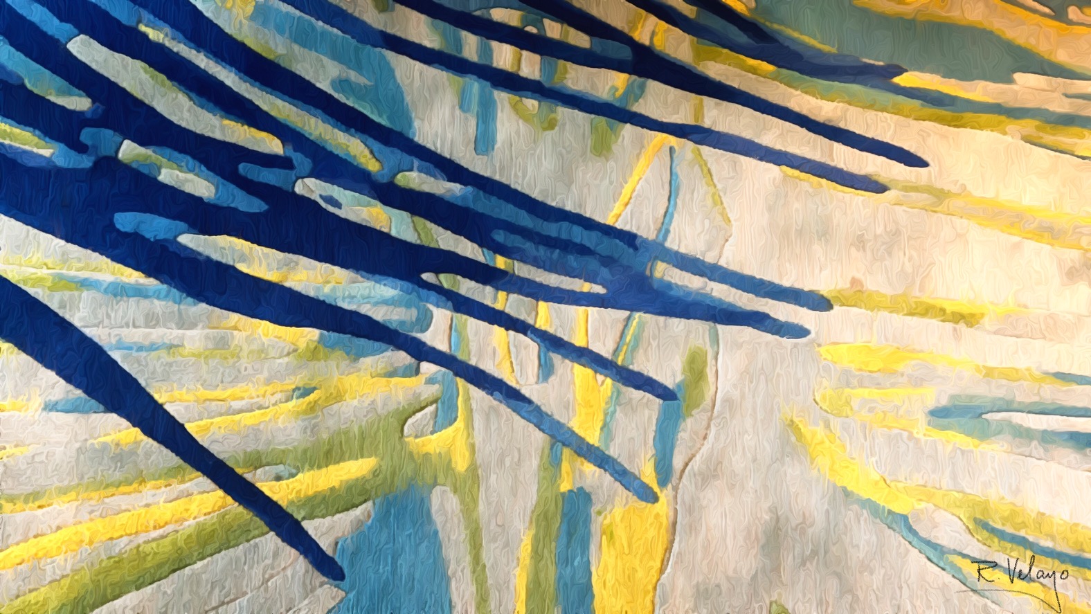 "BLUE AND YELLOW WATERCOLOR STREAKS" [Created: 12/14/2021]