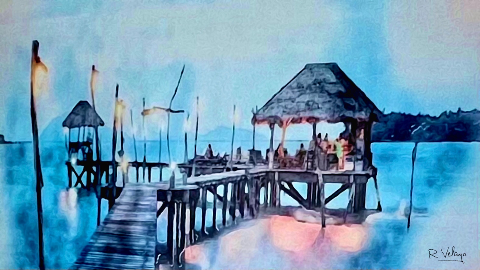 "GAZEBO OVER THE WATER AT DUSK" [Created: 2/19/2022]