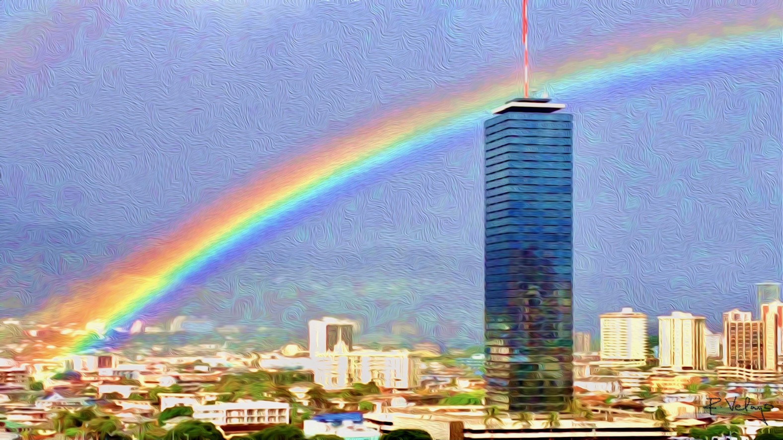 "RAINBOW OVERLOOKING CENTURY CENTER BUILDING IN HONOLULU" [Created: 2/12/2021]