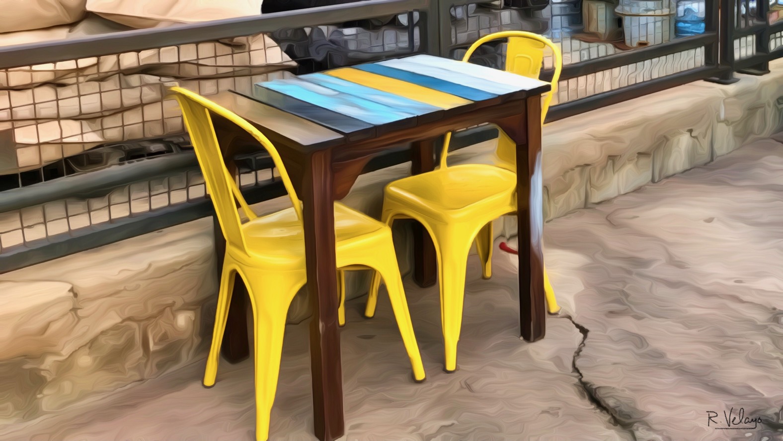"TWO YELLOW CHAIRS AND TABLE SET AT ANIMAL KINGDOM" [Created: 10/27/2021]