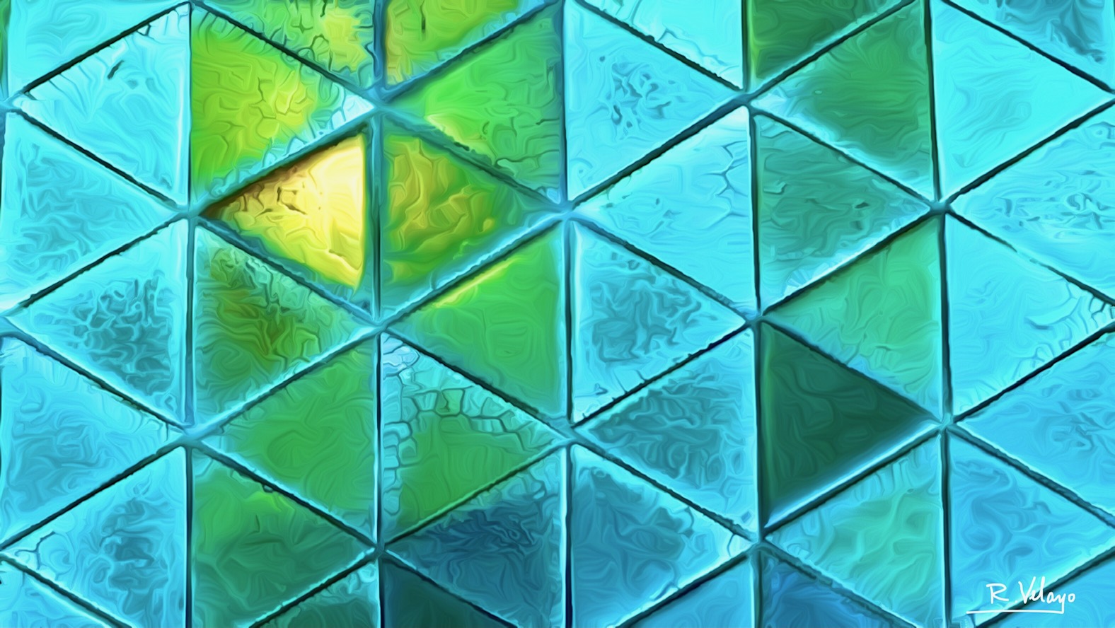 "TRIANGULAR TILES IN BLUES AND GREENS" [Created: 10/16/2022]
