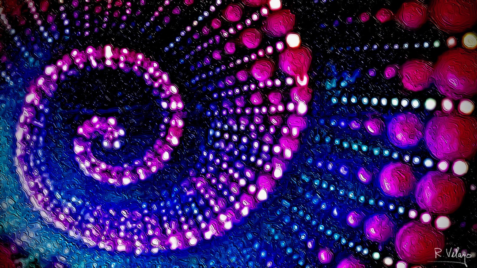 "BLUE, PURPLE, AND SCARLET SPIRALING DOTS" [Created: 3/10/2022]