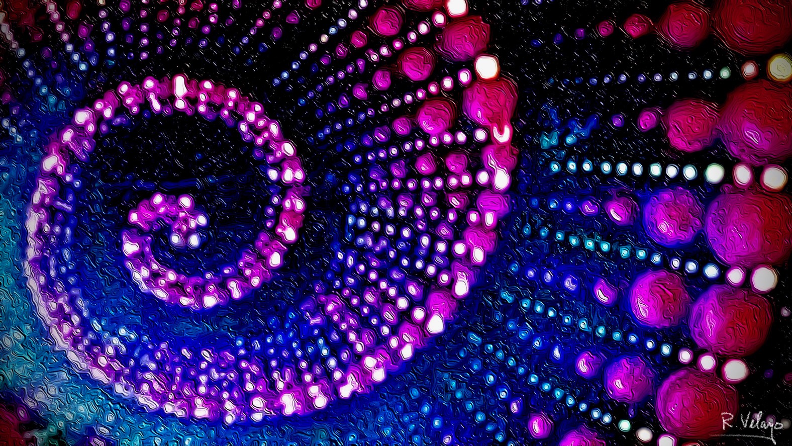 "BLUE, PURPLE, AND SCARLET SPIRALING DOTS" [Created: 3/10/2022]