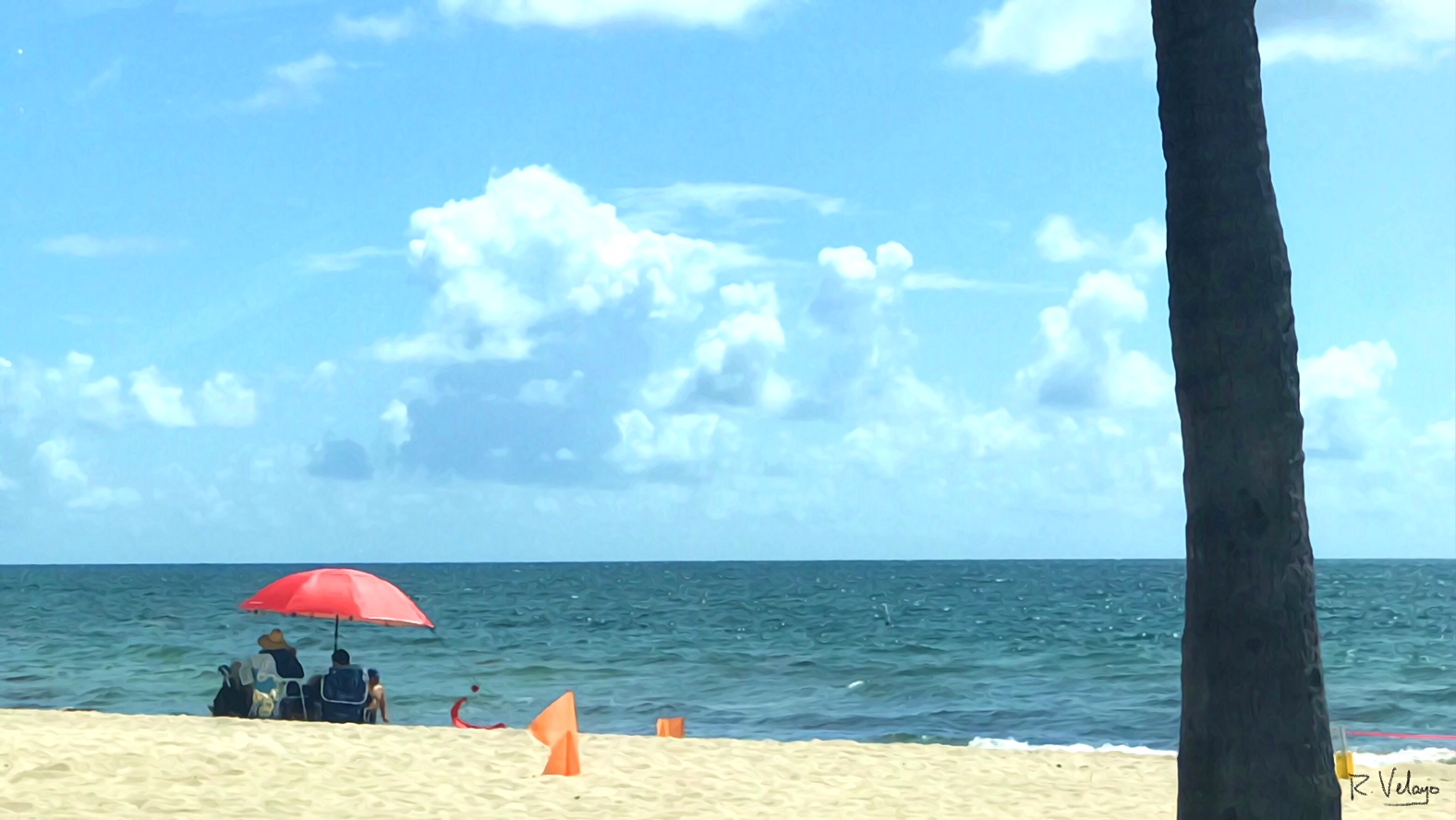 "A FAMILY’S PINK UMBRELLA ON FORT LAUDERDALE BEACH" [Created: 10/07/2021]
