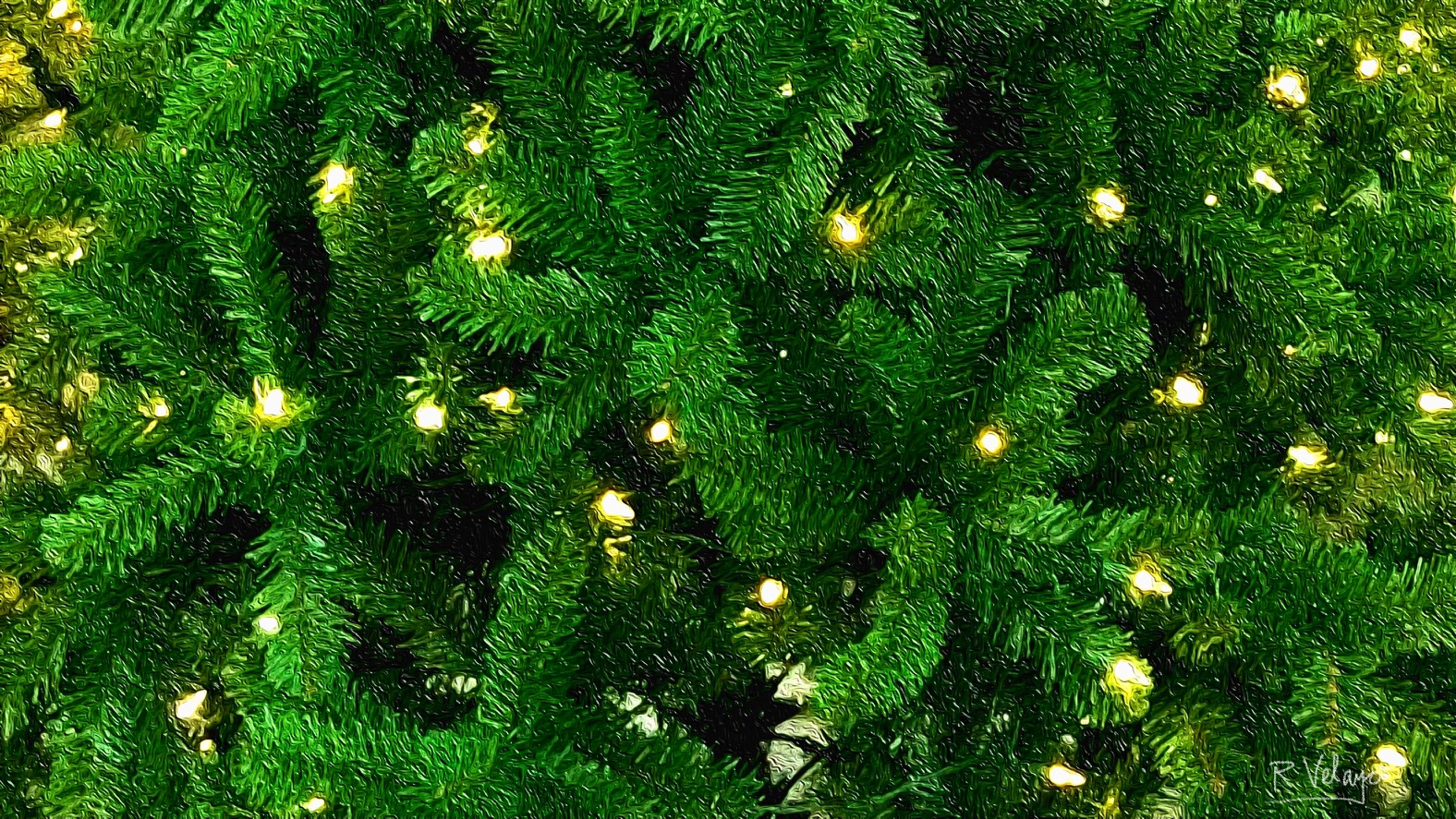 "PINE TREE WITH WHITE CHRISTMAS LIGHTS" [Created: 10/14/2021]