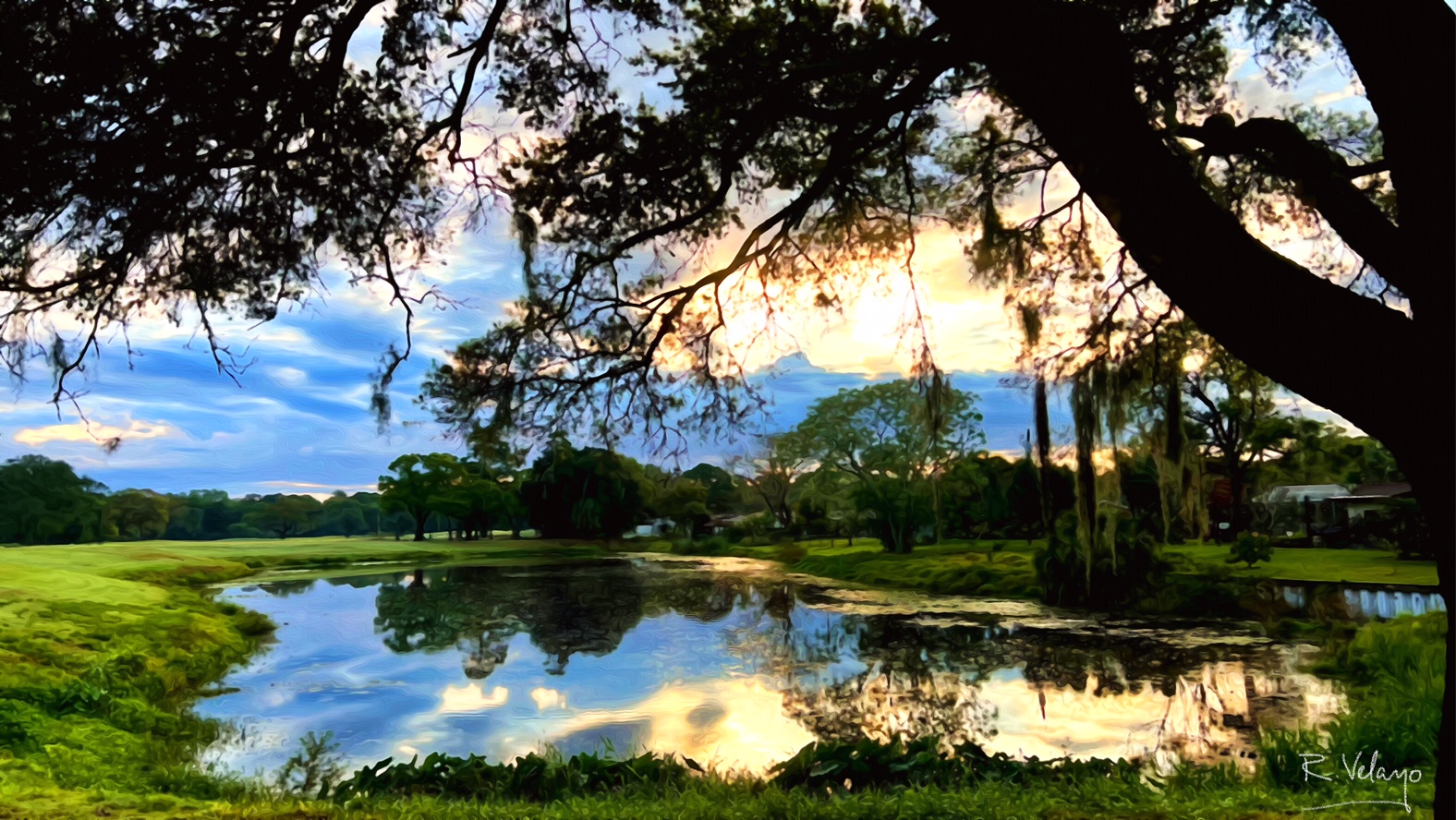 "CLOUDY SUNRISE BY THE POND BEHIND CASABLANCA CONDO" [Created: 4/17/2022]
