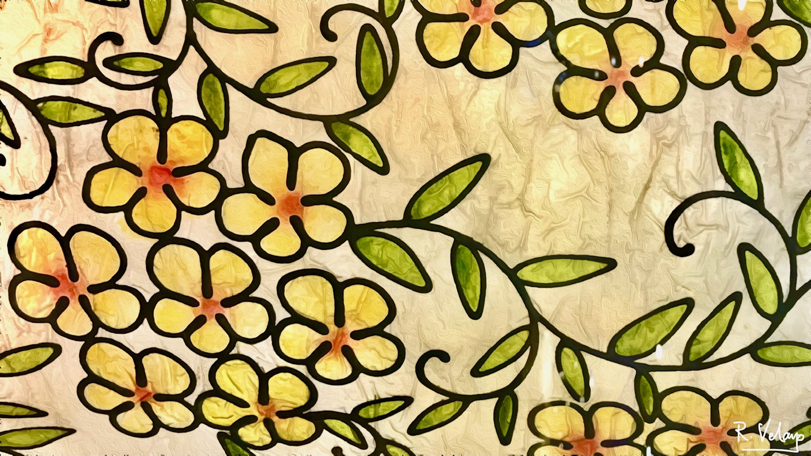 "FLORAL PATTERN ON CAPIZ SHELL LAMP SHADE" [Created: 11/25/2021]