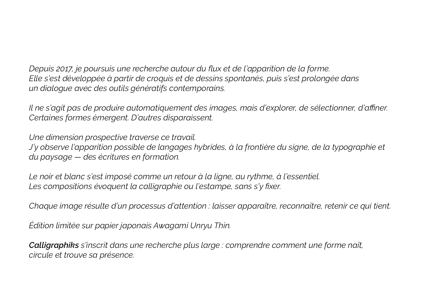 Calligraphik - Oeuvre noir et blanc. Tirage Fine Art en édition limitée, Franck Chastanier