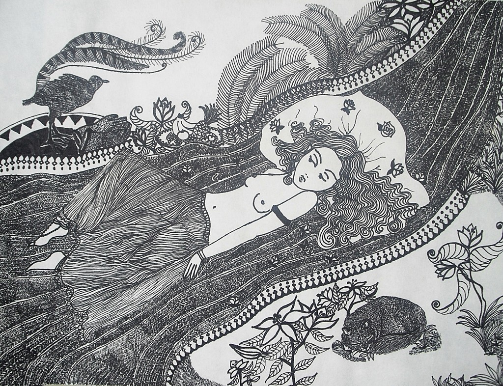 "Mädchen"; Tuschestift/Papier. 30 x 40 cm. 2010