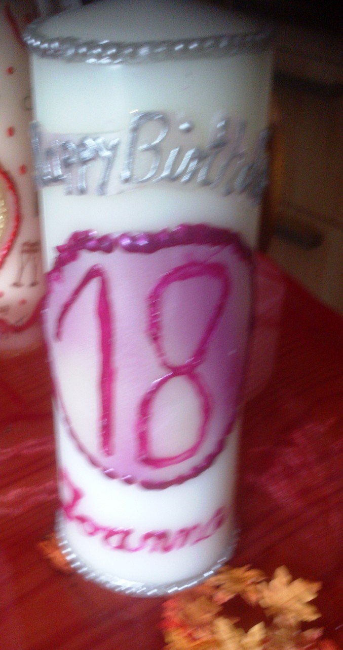1. "18. Geburtstag" - Ein Beispiel für einen ganz wichtigen Geburtstag. 20 cm Kerze mit Wachselementen nach Wunsch, Preis ab 8,50 €