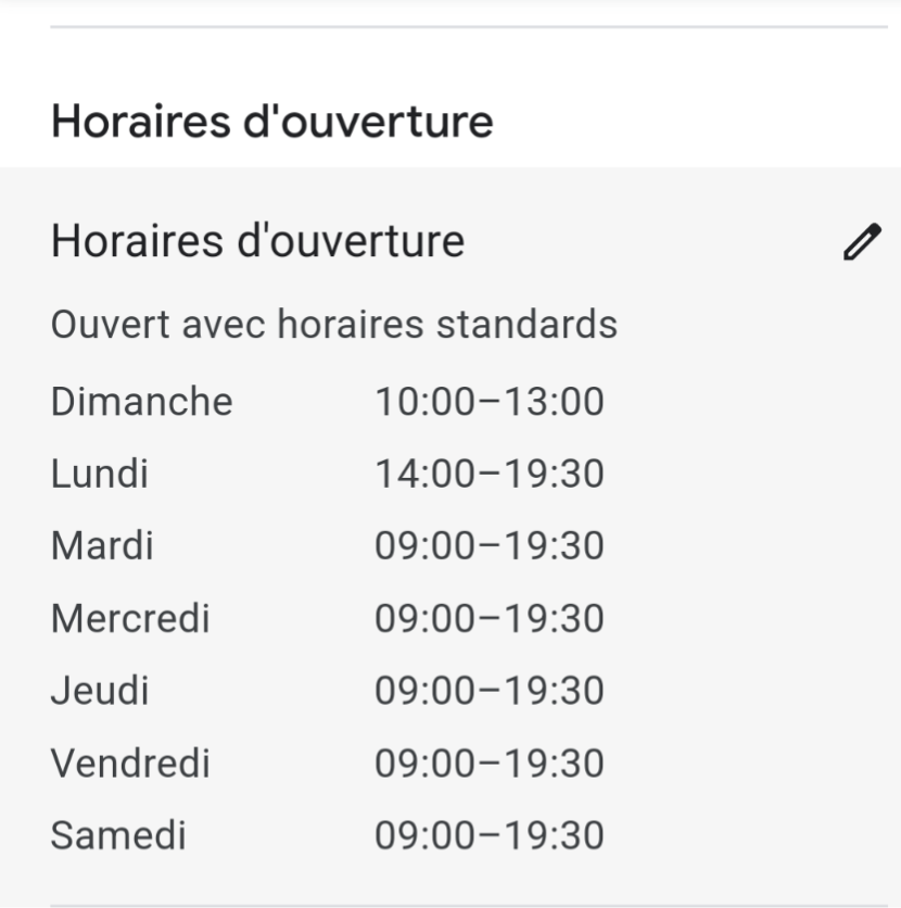Horaires d'ouverture du club