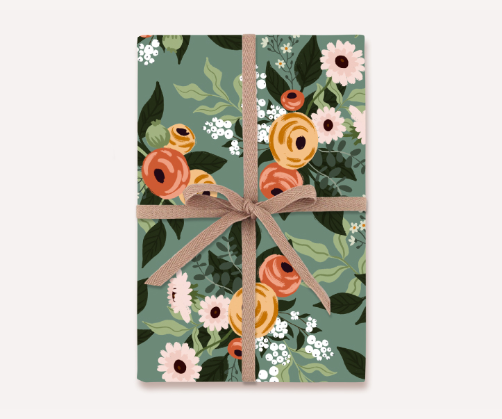 Geschenkpapier Lotta Langrock – Blumen, Hygge, Skandinavien, Rosa, Grün Blumenbouquet, Papeterie, nachhaltig