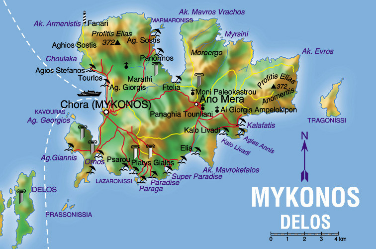 Mykonos • Création carte touristique / Édition : Les Créations du Pélican • © recreacom.fr - Studio de création Christophe Houlès
