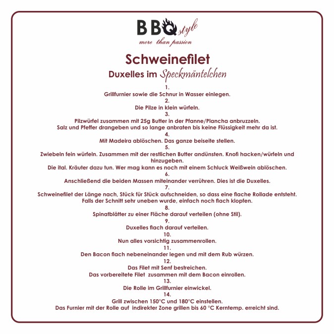 Rezept Grillfurnier, Schweinefilet